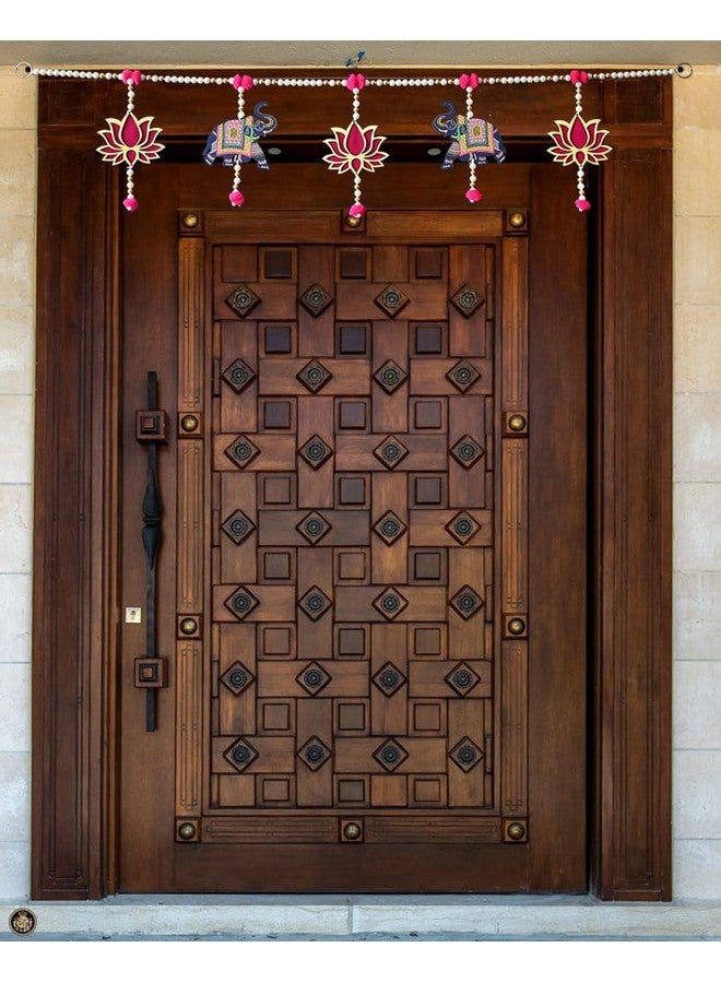 Saugat Traders Saugat Traders Lotus with Elephant Hanging Toran for Main Door, Mandir - Handmade Toran for Entrance Door - Diwali Decoration Toran for Pooja Room - Handmade Traditional Bandarwal  - Image 1