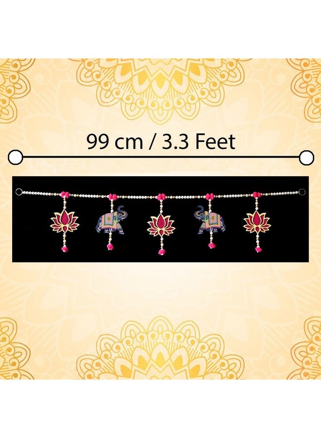 Saugat Traders Saugat Traders Lotus with Elephant Hanging Toran for Main Door, Mandir - Handmade Toran for Entrance Door - Diwali Decoration Toran for Pooja Room - Handmade Traditional Bandarwal  - Image 4