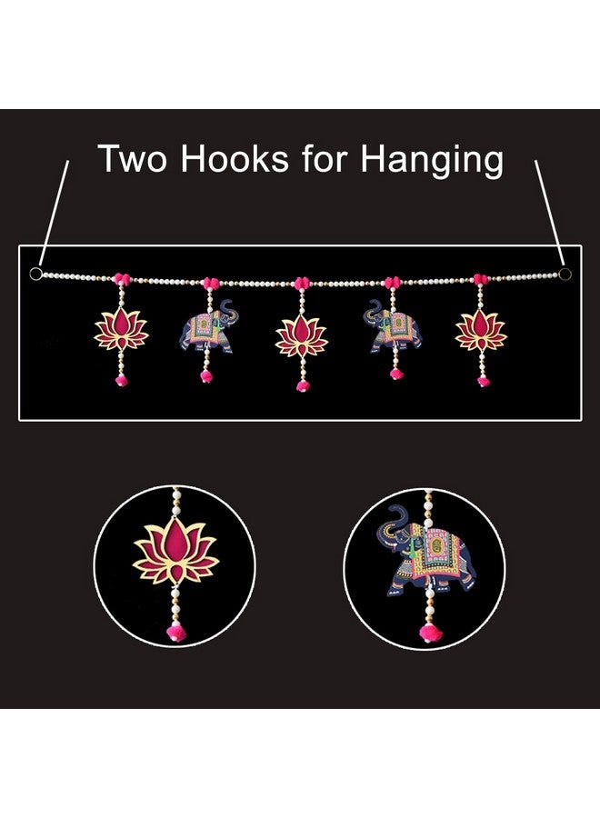 Saugat Traders Saugat Traders Lotus with Elephant Hanging Toran for Main Door, Mandir - Handmade Toran for Entrance Door - Diwali Decoration Toran for Pooja Room - Handmade Traditional Bandarwal  - Image 3