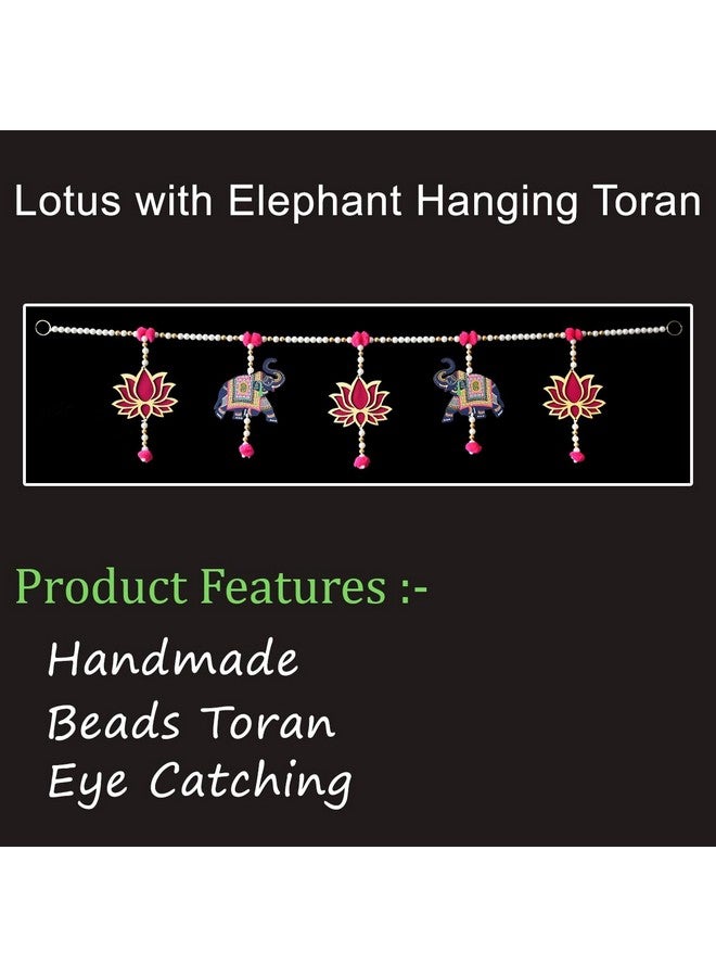 Saugat Traders Saugat Traders Lotus with Elephant Hanging Toran for Main Door, Mandir - Handmade Toran for Entrance Door - Diwali Decoration Toran for Pooja Room - Handmade Traditional Bandarwal  - Image 2