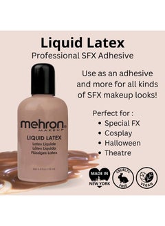 mehron Makeup Liquid Latex | SFX Makeup | Halloween Latex Makeup | Latex Glue for Skin | Prosthetic Glue 4.5 fl oz (133 ml) (Dark Flesh)  - Image 2