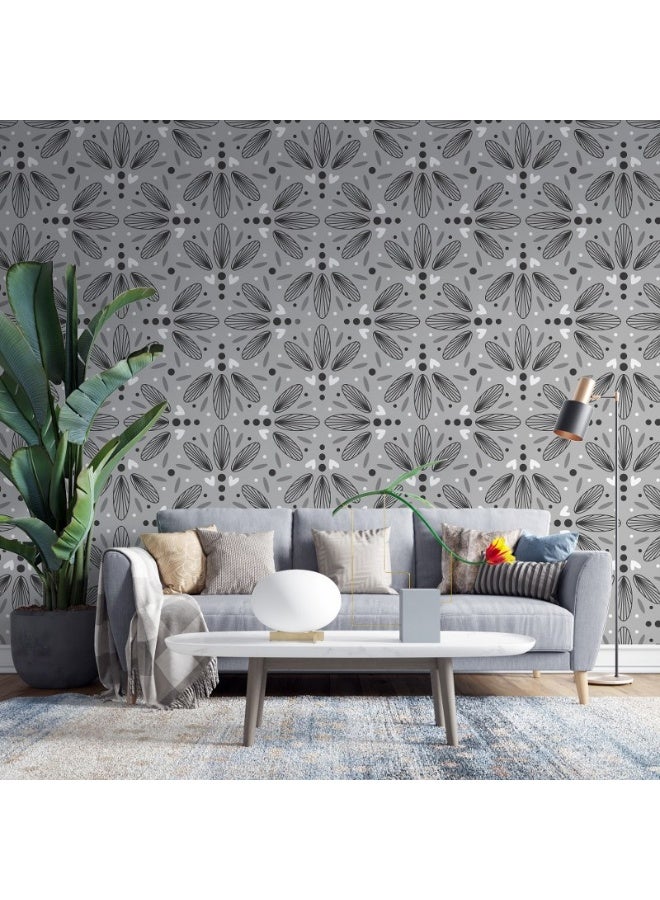 Home Gallery Beautiful Floral Pattern Fabric Wallpaper Covers An Area ​​Up To 4.2Mx3M With Adhesive  And Smoothing Tool - Image 3