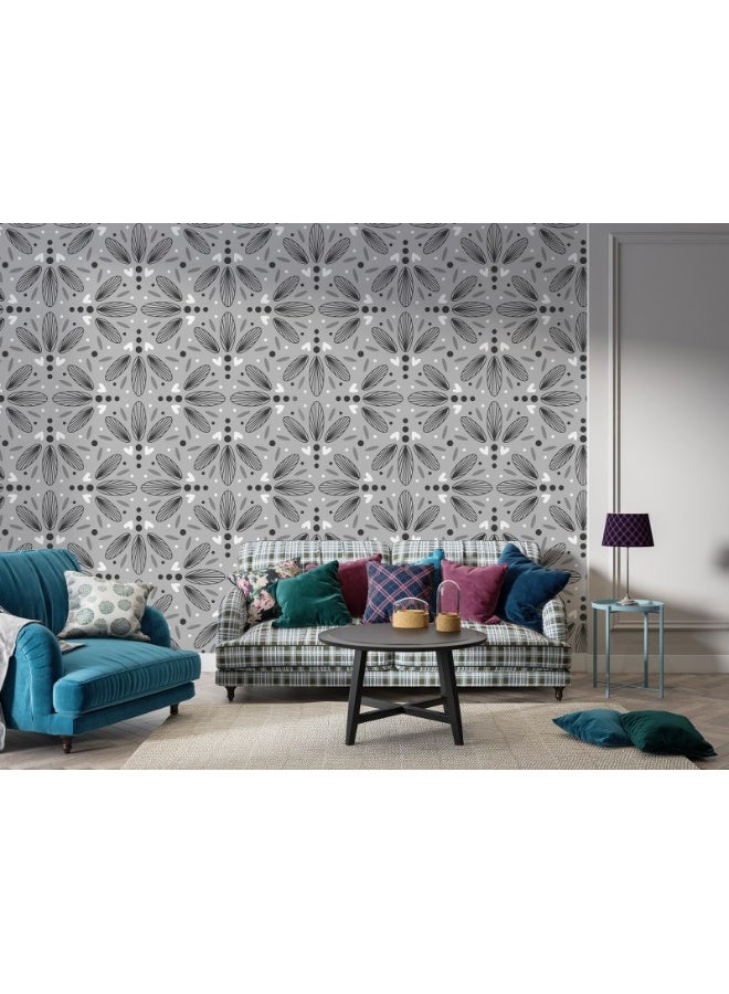 Home Gallery Beautiful Floral Pattern Fabric Wallpaper Covers An Area ​​Up To 4.2Mx3M With Adhesive  And Smoothing Tool - Image 4