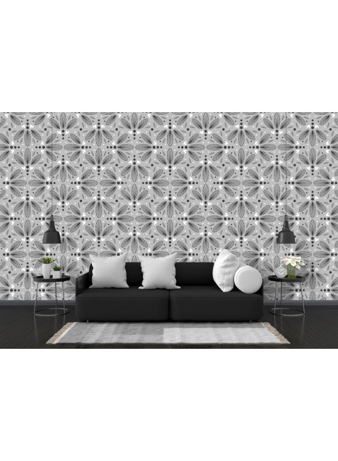 Home Gallery Beautiful Floral Pattern Fabric Wallpaper Covers An Area ​​Up To 4.2Mx3M With Adhesive  And Smoothing Tool - Image 5