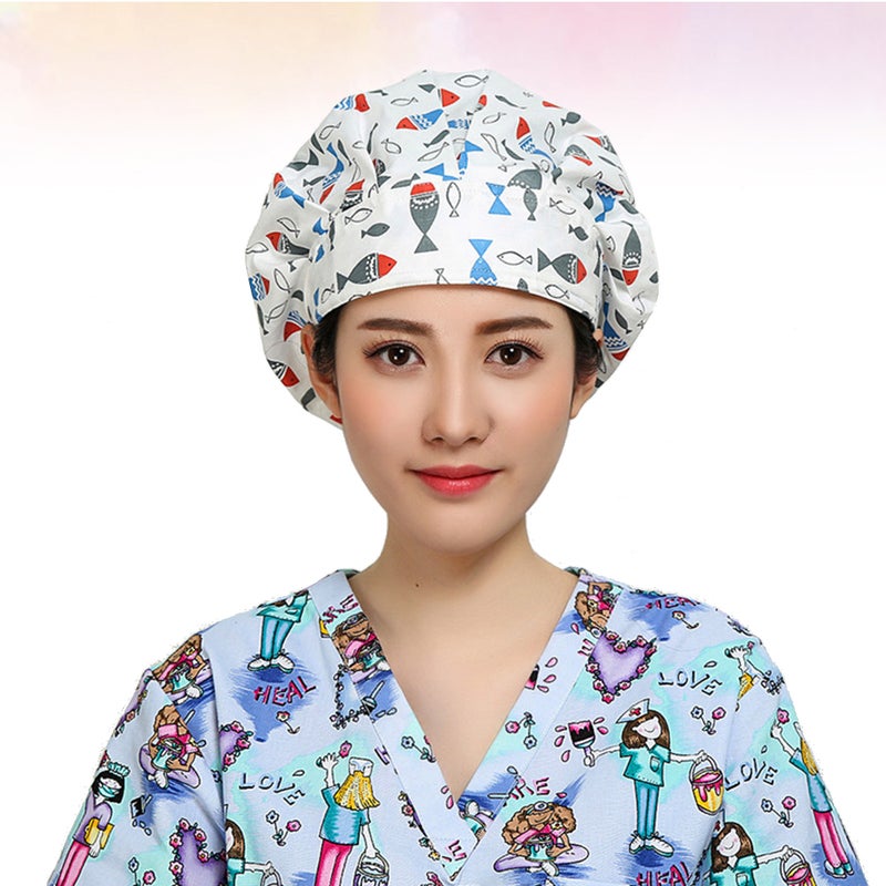 Cotton Strap Hat Fish Printed Operating Room Working for - Image 3