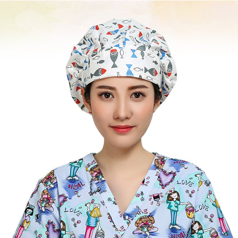 Cotton Strap Hat Fish Printed Operating Room Working for - Image 5