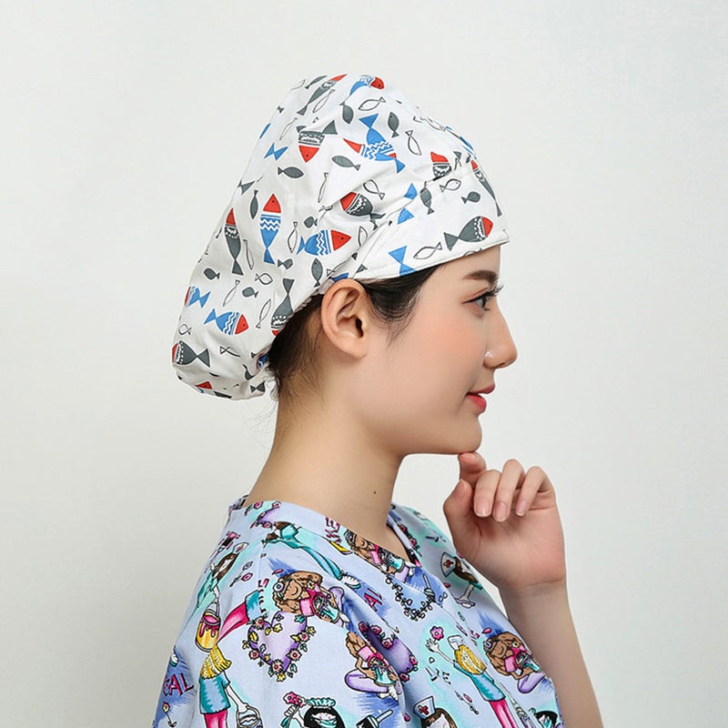 Cotton Strap Hat Fish Printed Operating Room Working for - Image 2