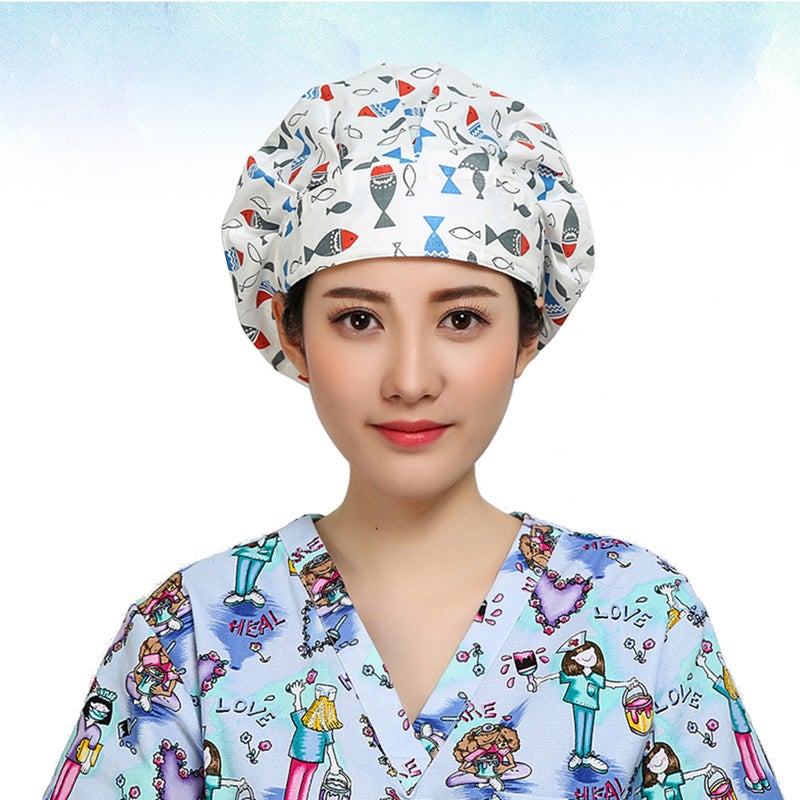 Cotton Strap Hat Fish Printed Operating Room Working for - Image 1