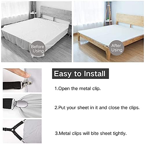 Veemok Veemok Bed Sheet Holder Straps 4PCS Adjustable Elastic FastenersTriangle Clips Keep Fitted Sheets Tight for Mattress Sofa Cushion  - Image 3