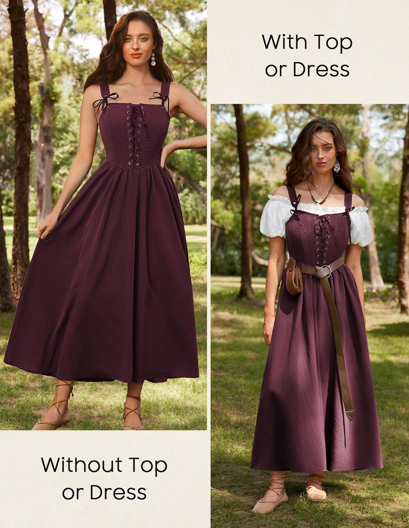 Scarlet Darkness Renaissance Dress Women Lace Up Corset Gown Medieval Cottagecore Costume Red XXL - Image 4