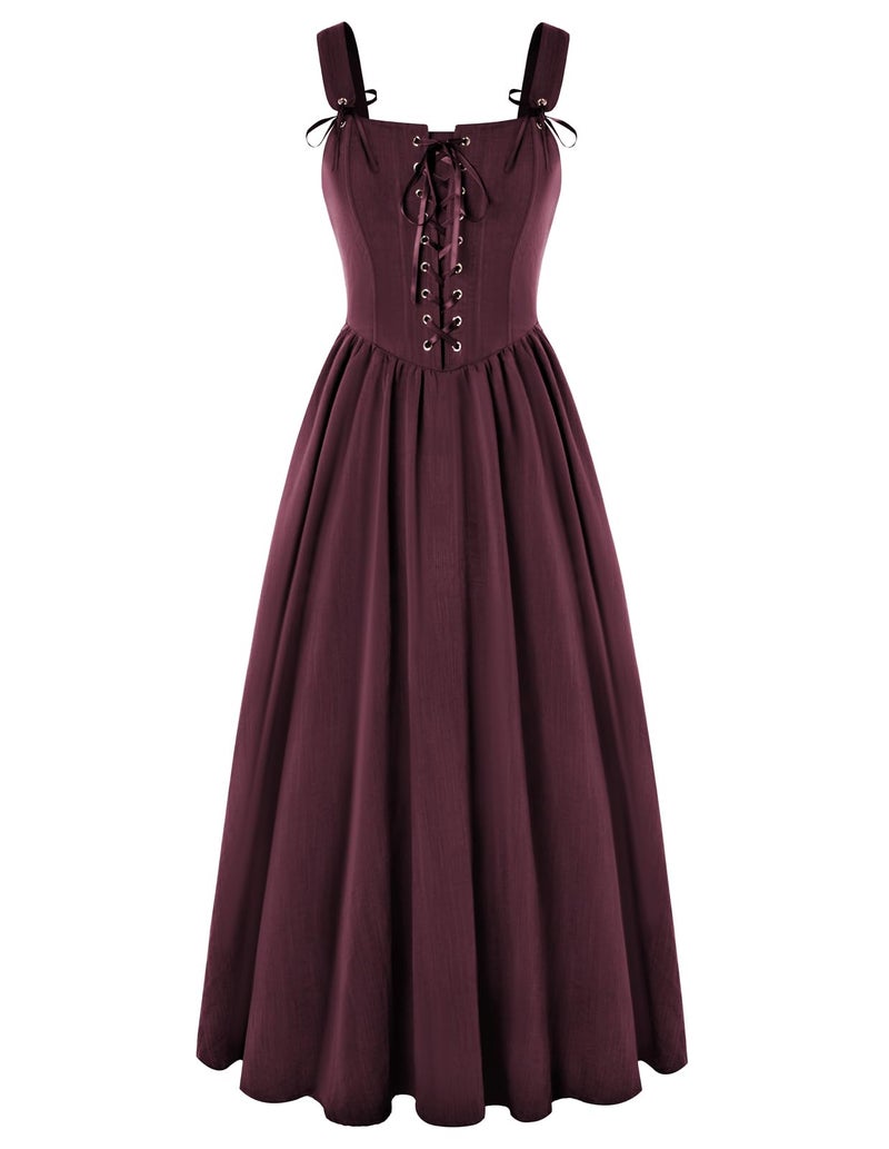 Scarlet Darkness Renaissance Dress Women Lace Up Corset Gown Medieval Cottagecore Costume Red XXL - Image 1