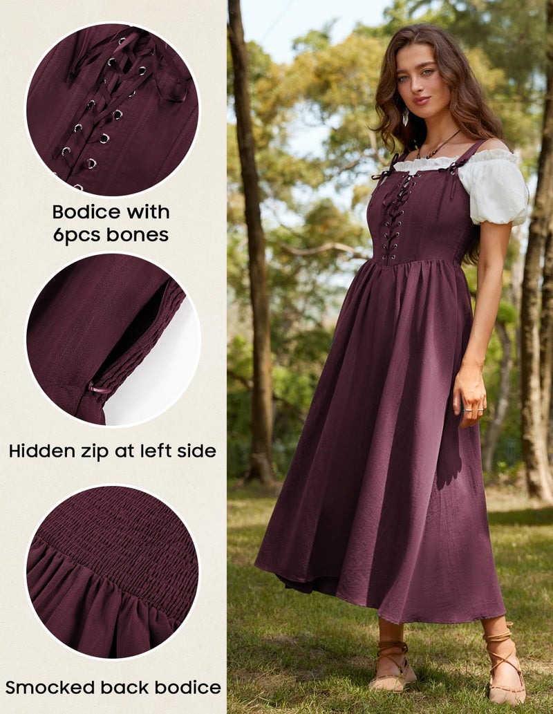 Scarlet Darkness Renaissance Dress Women Lace Up Corset Gown Medieval Cottagecore Costume Red XXL - Image 5