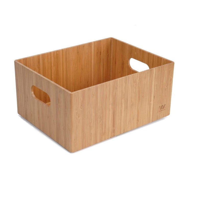 MobileVision Bamboo Storage Box, 14â€x11â€x 6.5â€, Durable Bin w/ Handles, Stackable - For Toys Bedding Clothes Baby Essentials Arts & Crafts Closet & Office Shelf - Image 1