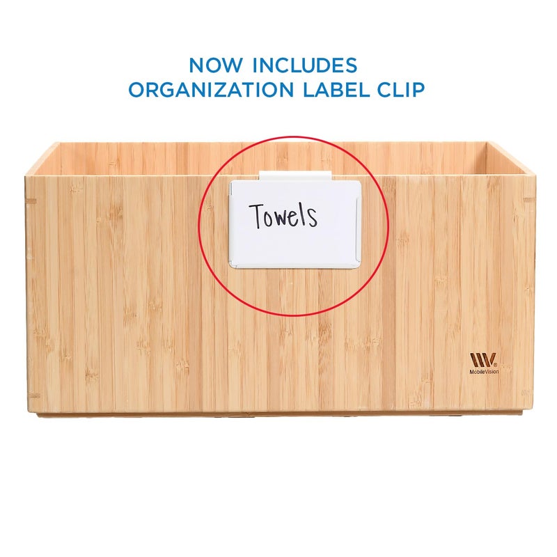 MobileVision Bamboo Storage Box, 14â€x11â€x 6.5â€, Durable Bin w/ Handles, Stackable - For Toys Bedding Clothes Baby Essentials Arts & Crafts Closet & Office Shelf - Image 2