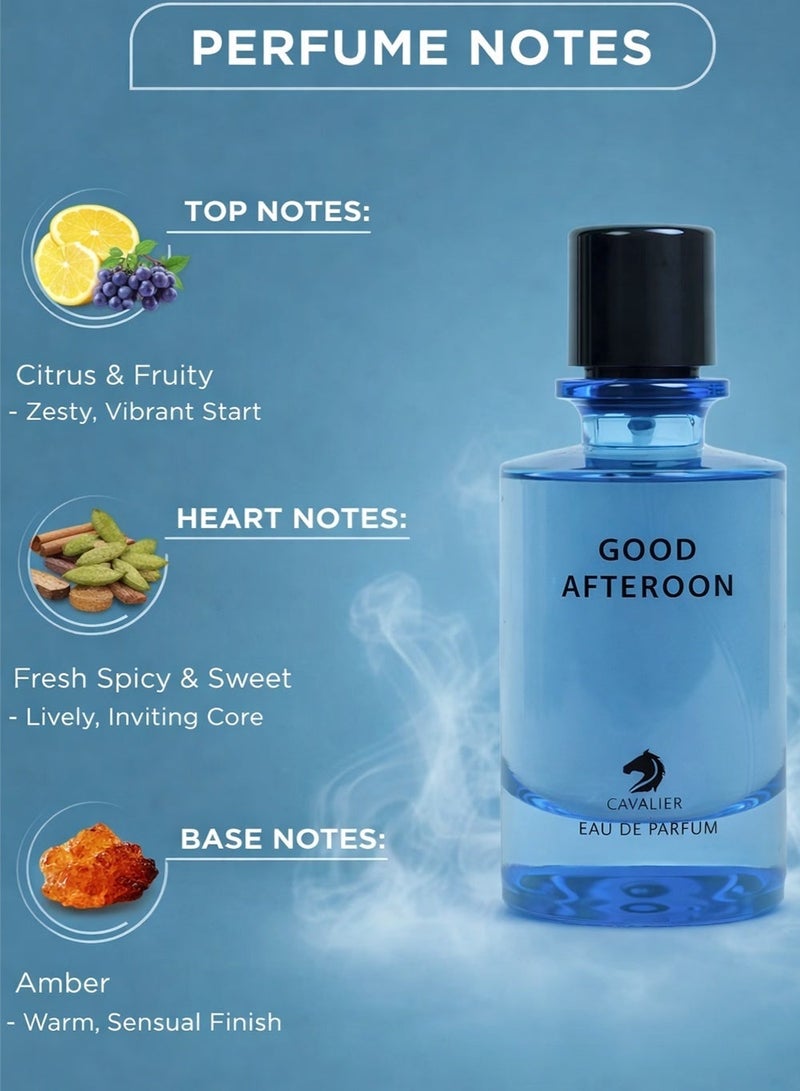 كافاليير بيرفيوم عطر رجالي فاخر، كافالير جود أفترنون، أو دو بارفان، 100 مل | عطر رجالي يدوم طويلًا | نفحات حمضية ومنعشة وحارة وعنبرية - Image 2
