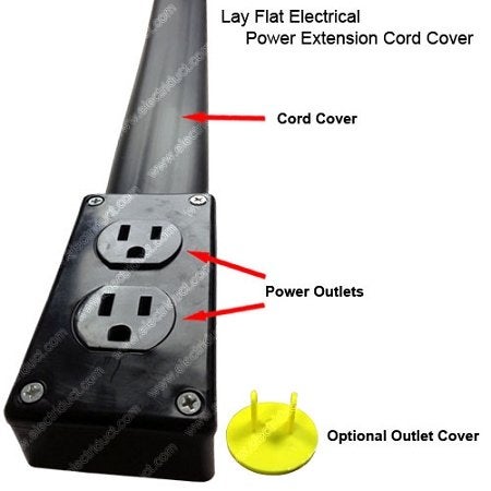 Electriduct Lay Flat Electrical Power Extension Cord Duplex Receptacle Cable Protector - 5 Feet - Gray - Image 2