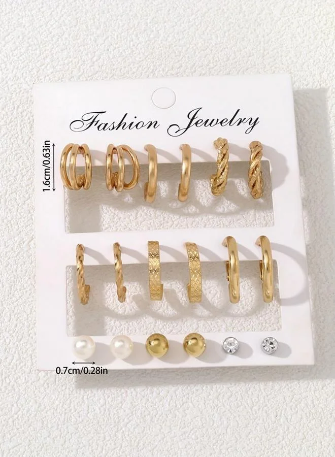 Take Two Take Two Set of 9 - Gold Tone Assorted Earring