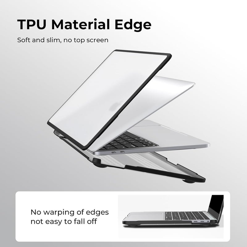 BlueSwan حافظة BlueSwan متوافقة مع Macbook Pro 13 بوصة M2 M1 A2338 A2251 A2289 A2159 A1989 A1706 A1708، صدرت في 2024 2023 2022-2017، إطار TPU مضاد للتمزق + غطاء PC غير لامع مضاد لبصمات الأصابع - شفاف مصنفر - Image 3