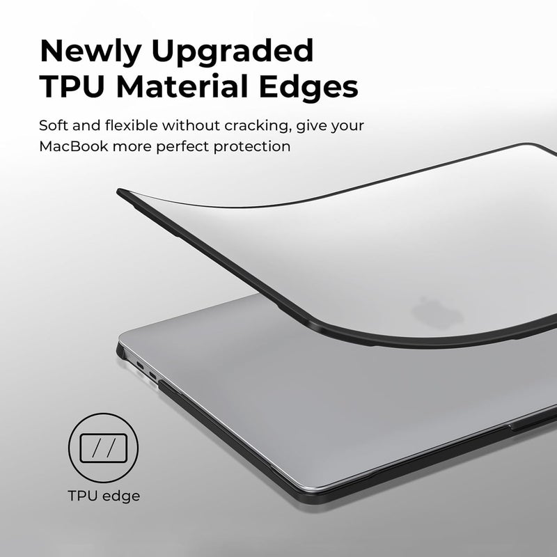 BlueSwan حافظة BlueSwan متوافقة مع Macbook Pro 13 بوصة M2 M1 A2338 A2251 A2289 A2159 A1989 A1706 A1708، صدرت في 2024 2023 2022-2017، إطار TPU مضاد للتمزق + غطاء PC غير لامع مضاد لبصمات الأصابع - شفاف مصنفر - Image 5