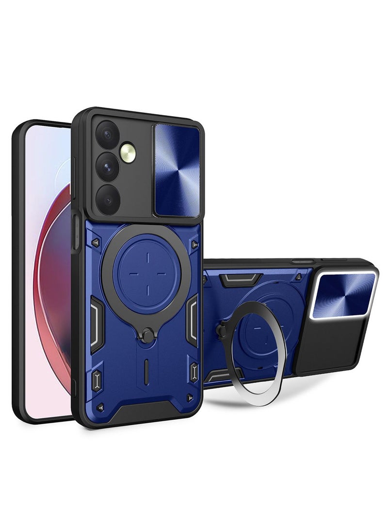 for Samsung Galaxy A16 4G/5G Case, Slide Camera Lens Cover, Magnetic Ring Holder Kickstand Protective Phone Case for Samsung Galaxy A16 4G/5G, Blue