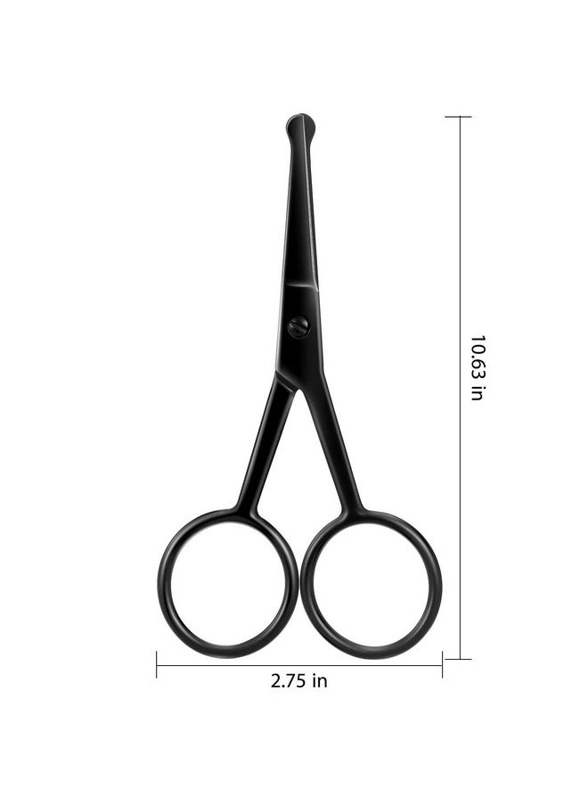 Mudder - 3 Pieces Nose Hair Scissors Rounded Tip Scissors Facial Hair Scissors Stainless Steel Blunt Tip Scissor For Eyebrows Nose Moustache Beard Grooming (Black) - Image 1