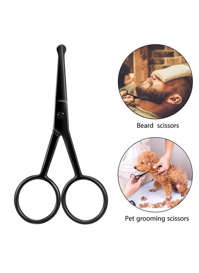 Mudder - 3 Pieces Nose Hair Scissors Rounded Tip Scissors Facial Hair Scissors Stainless Steel Blunt Tip Scissor For Eyebrows Nose Moustache Beard Grooming (Black) - Image 1