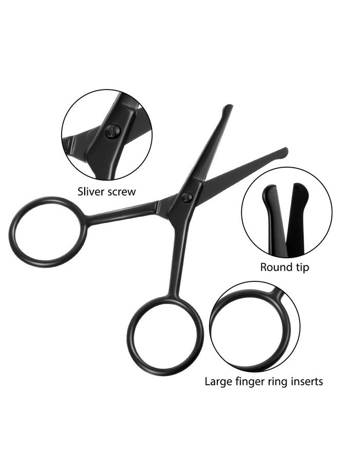 Mudder - 3 Pieces Nose Hair Scissors Rounded Tip Scissors Facial Hair Scissors Stainless Steel Blunt Tip Scissor For Eyebrows Nose Moustache Beard Grooming (Black) - Image 1