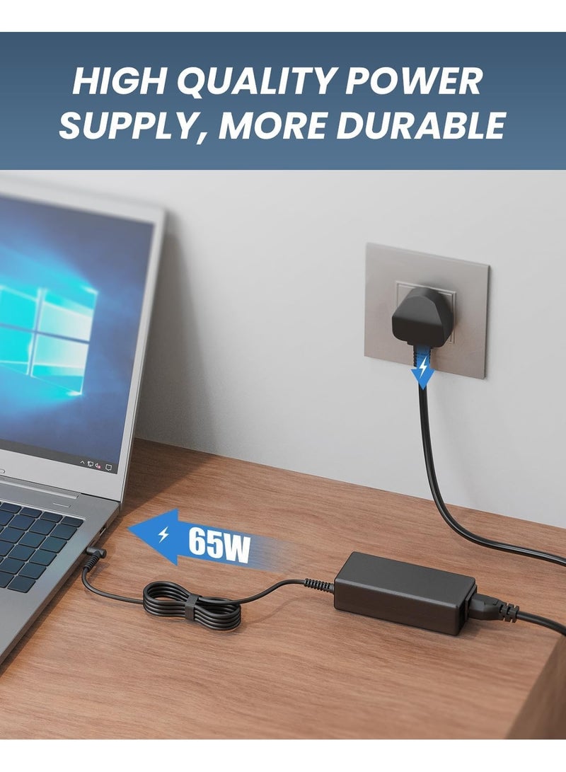 Terabyte شاحن لابتوب 65 واط متوافق مع HP EliteBook و Pavilion و Chromebook و ProBook و Envy و Spectre و Stream و 250 G6 و 255 G7 و 741727-001 و 710412-001 والمزيد (4.5 × 3 مم) - Image 4