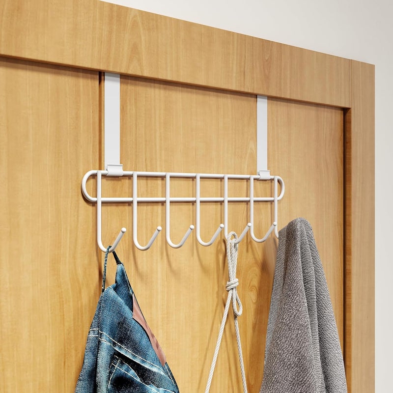 RIOMAX Multifunctional Over The Door Hook Hanger OrganizerWall Hook Rack for Hanging Clothes Towel Hanger Kitchen Hanger Bathroom Hanger 7 Hook Pack of 1 White - Image 2