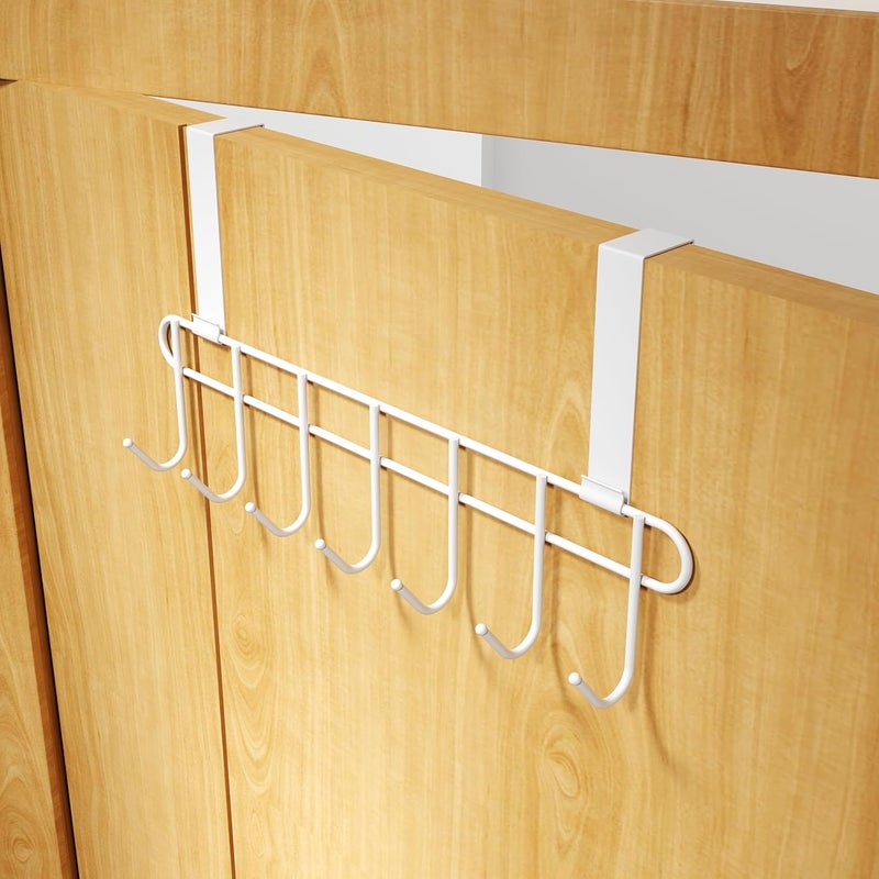 RIOMAX Multifunctional Over The Door Hook Hanger OrganizerWall Hook Rack for Hanging Clothes Towel Hanger Kitchen Hanger Bathroom Hanger 7 Hook Pack of 1 White - Image 4