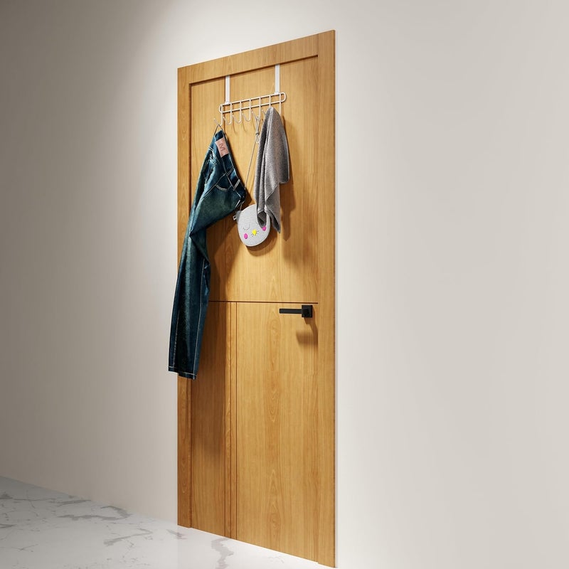 RIOMAX Multifunctional Over The Door Hook Hanger OrganizerWall Hook Rack for Hanging Clothes Towel Hanger Kitchen Hanger Bathroom Hanger 7 Hook Pack of 1 White - Image 3