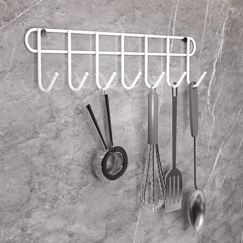 RIOMAX Multifunctional Over The Door Hook Hanger OrganizerWall Hook Rack for Hanging Clothes Towel Hanger Kitchen Hanger Bathroom Hanger 7 Hook Pack of 1 White - Image 5