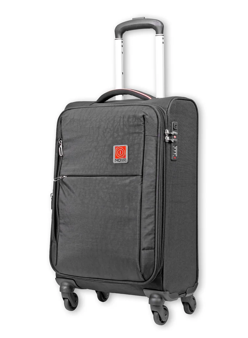 Reflection Reflection Expandable Soft Trolley Luggage – 20" Carry-On with TSA Lock, Double Security Zipper & 360° Spinner Wheels, Black