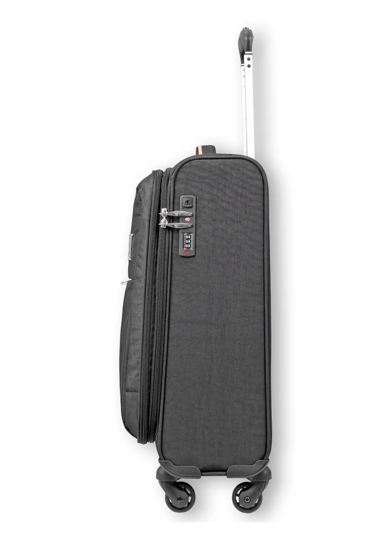 ريفلكشين Reflection Expandable Soft Trolley Luggage – 20" Carry-On with TSA Lock, Double Security Zipper & 360° Spinner Wheels, Black