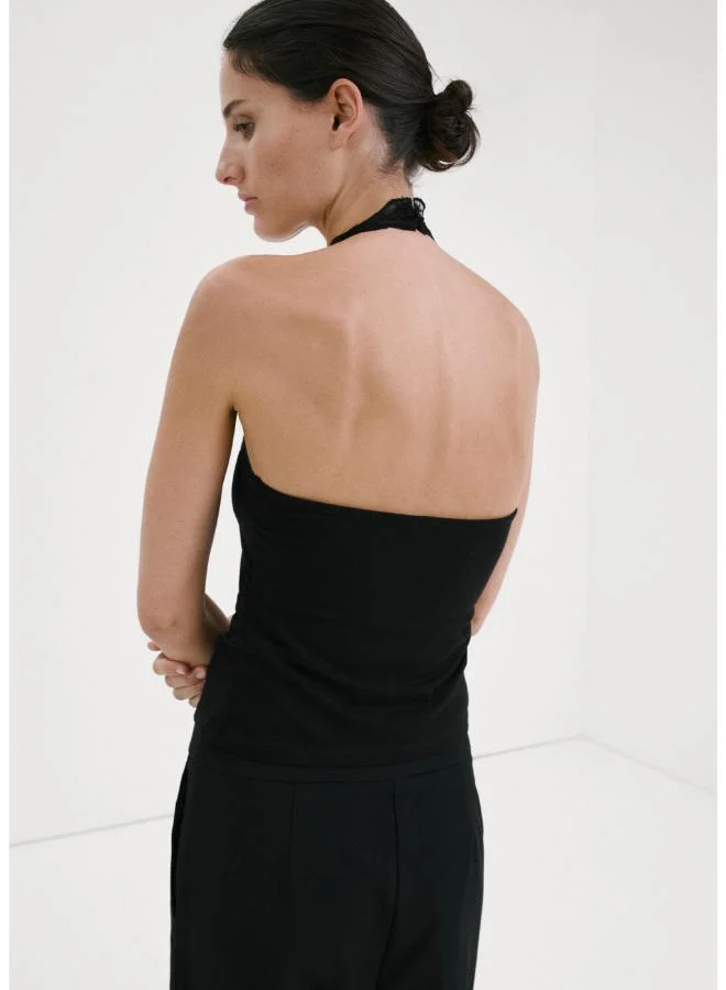 MANGO Lace trim top