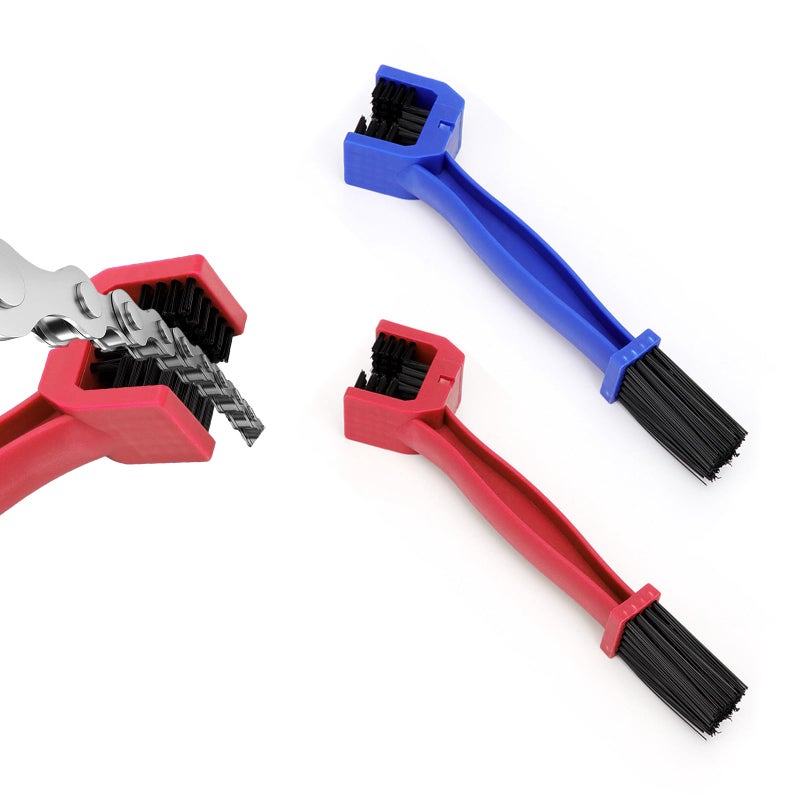 Ziciner 2 PCS Bike or Motorcycle Chain Washer Motorcycle Chain Gear Dirt Clean Brushes Universal Bicycle Chain Cleaning Brush Tool for Mountain Bike Heavy Duty Motorcycle 1 Red 1 Blue
