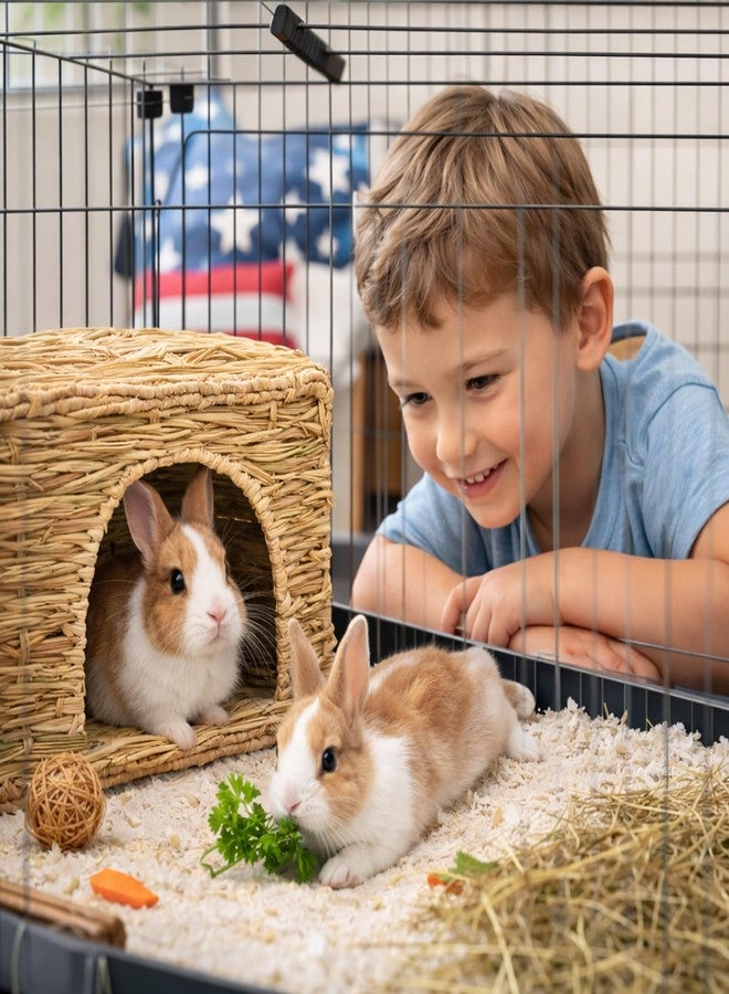 HERCOCCI Extra Large Grass House for Rabbit, Foldable & Comfortable - Small Animal Hut Play Hideaway Bed Hay Mat Chew Toy for Bunny Guinea Pig Hamster Chinchilla (2 Pack) - Image 5