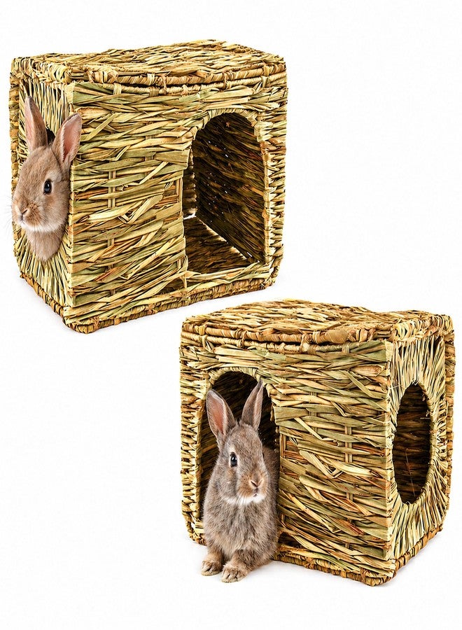 HERCOCCI Extra Large Grass House for Rabbit, Foldable & Comfortable - Small Animal Hut Play Hideaway Bed Hay Mat Chew Toy for Bunny Guinea Pig Hamster Chinchilla (2 Pack) - Image 1
