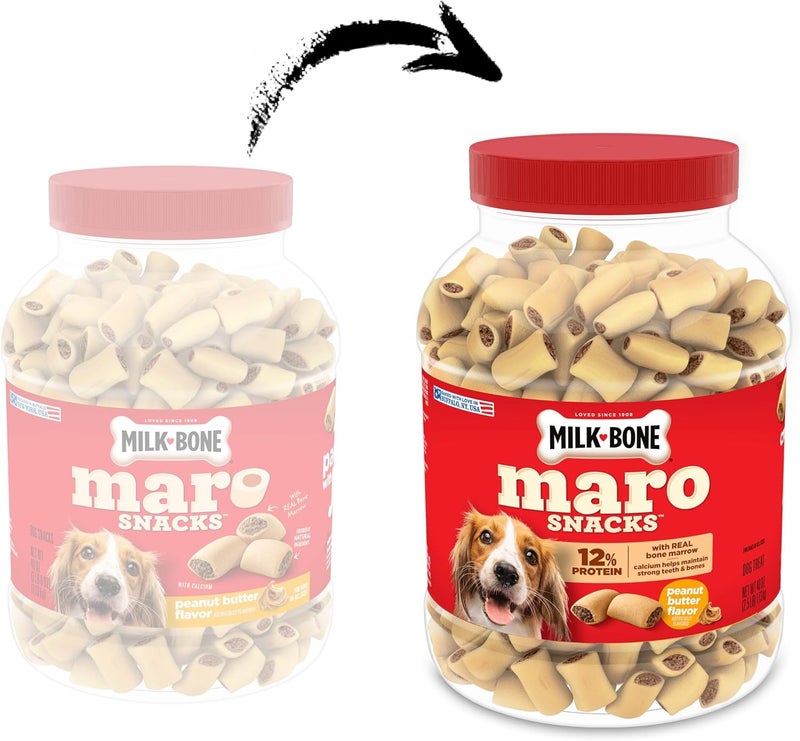 ميلك-بون مكافآت Milk-Bone MaroSnacks للكلاب، بنكهة زبدة الفول السوداني، 40 أونصة مع نخاع عظم حقيقي وكالسيوم - Image 2