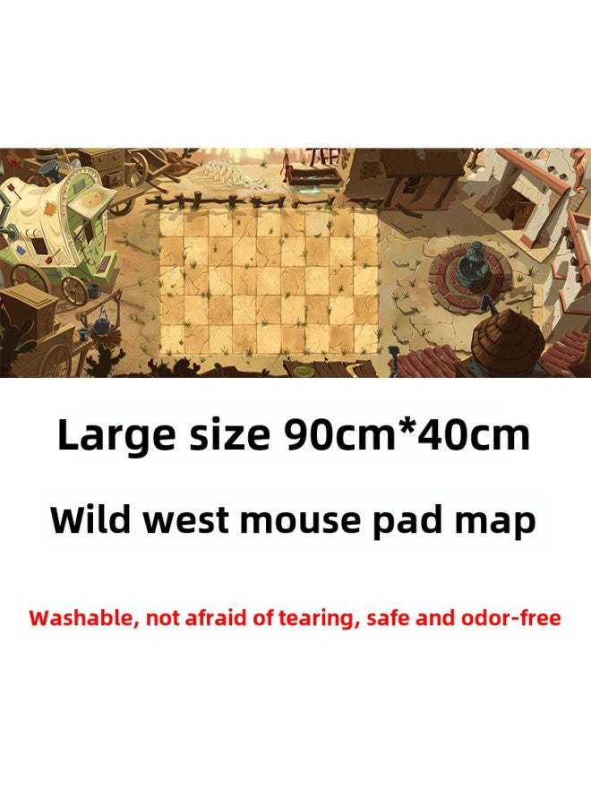 Plant Wars Map Accessories Non-slip Mouse Pad Map Generation Paper Map Cloth Texture Parent-child Interactive Map-Color:90*40 Wild West Mouse Pad Map (bagged)  - Image 1