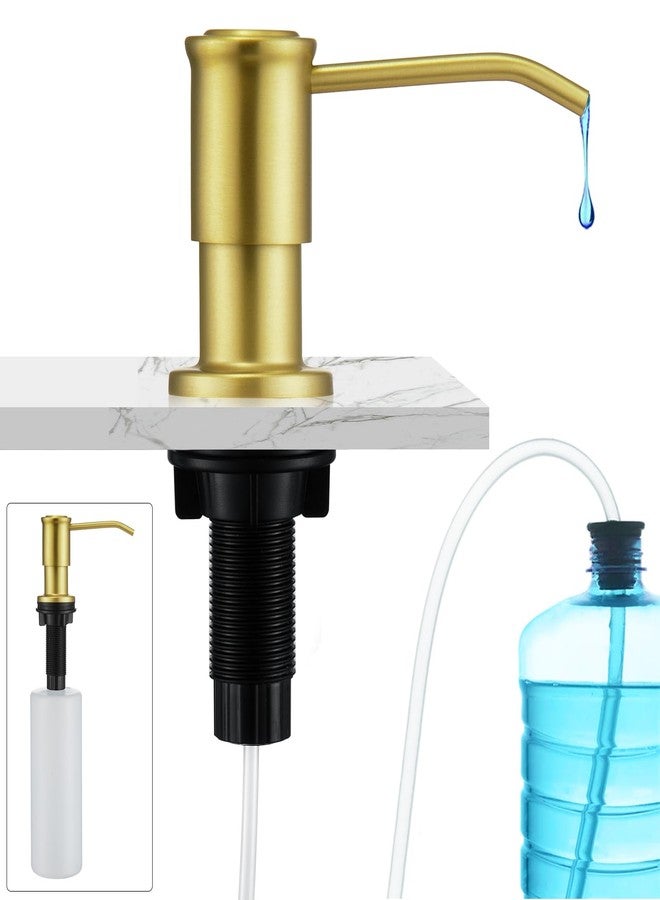 CREA Brushed Gold Kitchen Soap Dispenser Countertop Soap Dispenser for Kitchen Sink, Built in Sink Soap Dispenser for Bathroom with 39" Tube Large Capacity 17 OZ Bottle - Image 1