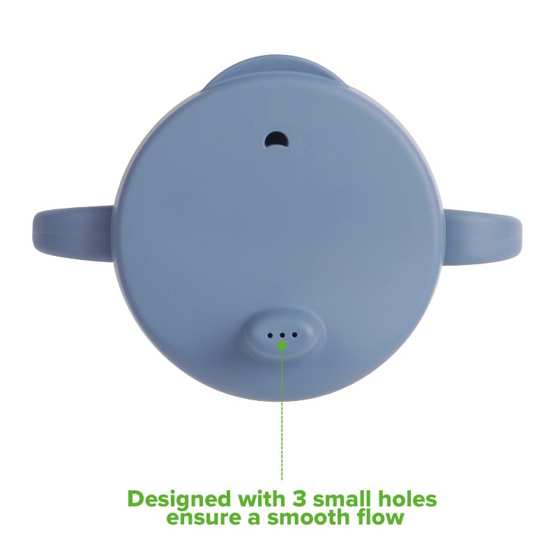 haakaa Silicone Sip-N-Snack Cup, Toddlers Sippy Cup & Snack Container 2-in-1, BPA Free Food Grade Silicone Cup for Baby 6 Month+, 9 Ounce (Blue) - Image 3