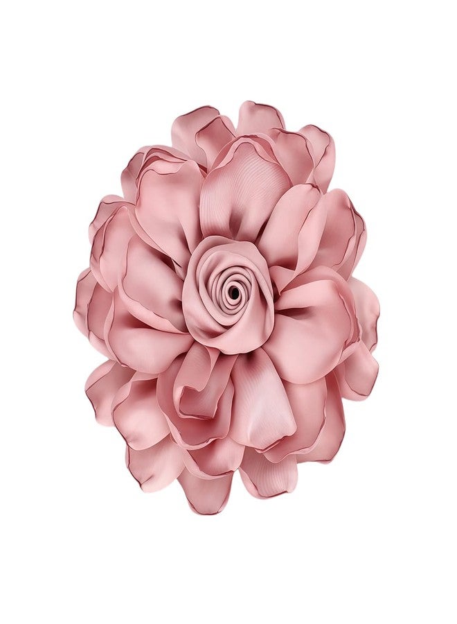 MarveBard Extra Large Satin Fabric Flower Brooch for Women Elegant Rose Camellia Floral Brooch Pin Handmade Big Satin Fabric Flower Statement Brooch Pin Vintage Clothing Hat Bag Accessories Christmas Wedding Bridal Birthday Jewelry (Light Pink) - Image 1