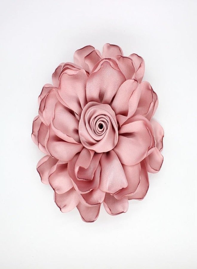 MarveBard Extra Large Satin Fabric Flower Brooch for Women Elegant Rose Camellia Floral Brooch Pin Handmade Big Satin Fabric Flower Statement Brooch Pin Vintage Clothing Hat Bag Accessories Christmas Wedding Bridal Birthday Jewelry (Light Pink) - Image 3
