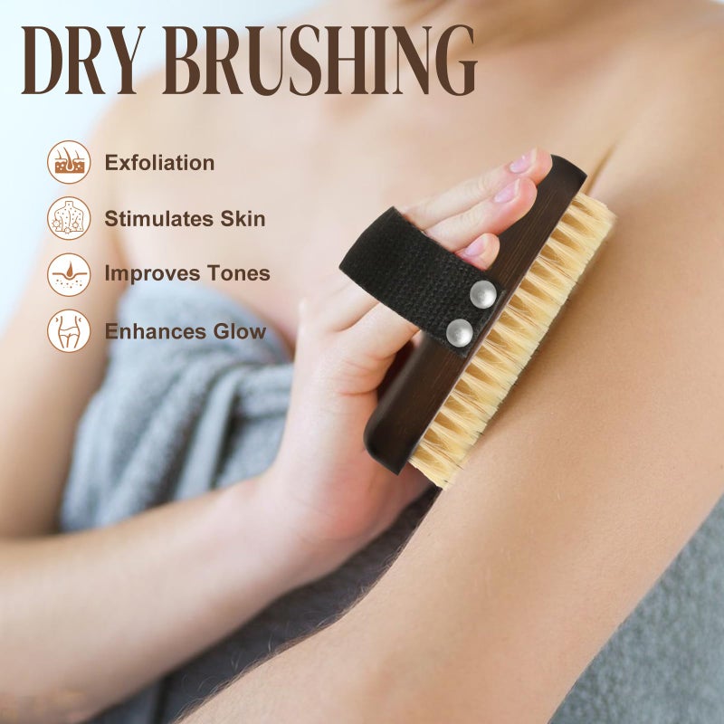 Azymi Body Brush Lymphatic Drainage  Azymi Bath Brush Natural Thick Bristles Exfoliates Dead Skin  Detoxifies  Improves Blood Circulation- Spa-Grade Dual Use Dry/Wet Brush 1-Pack - Image 4