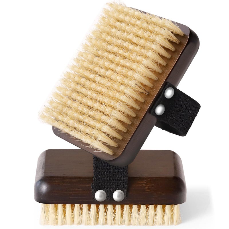 Azymi Body Brush Lymphatic Drainage  Azymi Bath Brush Natural Thick Bristles Exfoliates Dead Skin  Detoxifies  Improves Blood Circulation- Spa-Grade Dual Use Dry/Wet Brush 1-Pack - Image 1