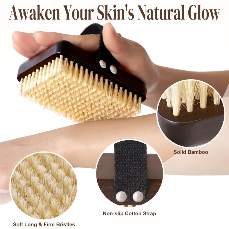 Azymi Body Brush Lymphatic Drainage  Azymi Bath Brush Natural Thick Bristles Exfoliates Dead Skin  Detoxifies  Improves Blood Circulation- Spa-Grade Dual Use Dry/Wet Brush 1-Pack - Image 2