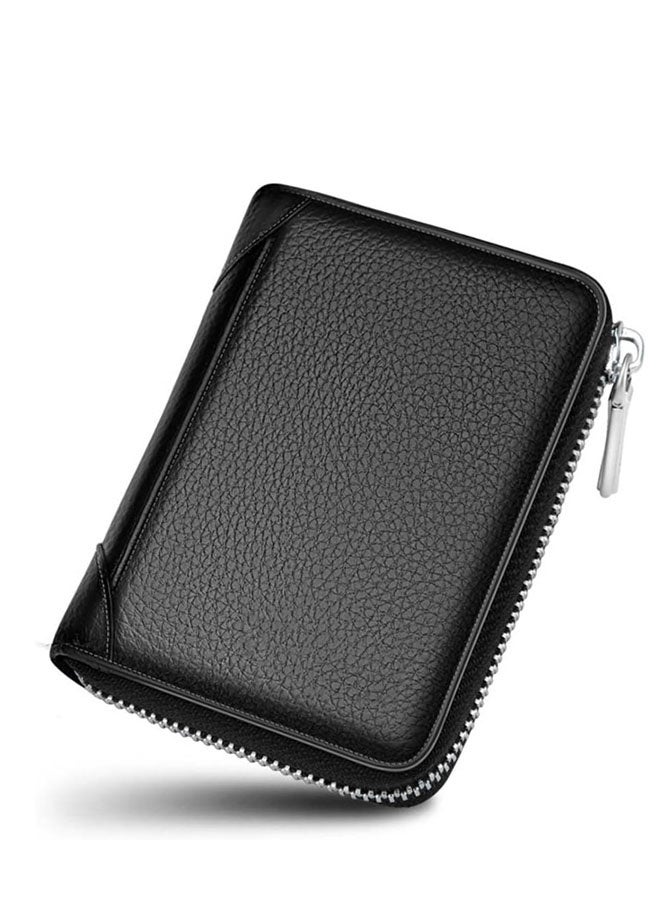 Leather Card Holder Wallet Leather Business Card Holder Men's Wallets Credit Card Wallets Zip Leather Wallets(Black)  - Image 3