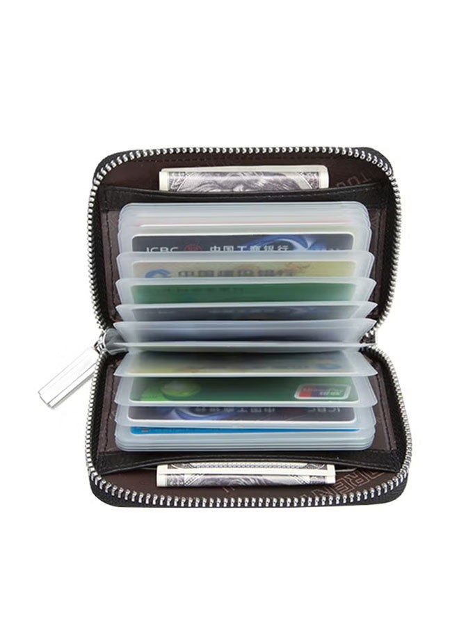 Leather Card Holder Wallet Leather Business Card Holder Men's Wallets Credit Card Wallets Zip Leather Wallets(Black)  - Image 4