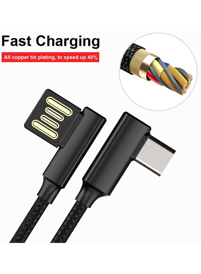 NIBEMINENT Braided 90 Degree Right Angle Type C Micro USB Fast Data Sync Charger Cable Black - Image 1